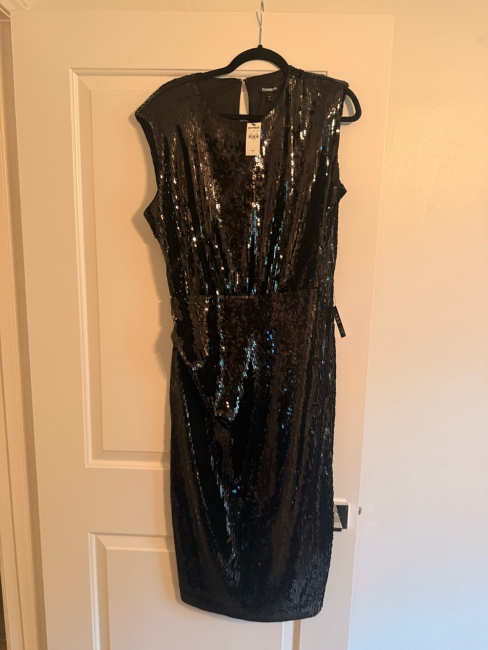 Express Black Sequin Midi Dress Size Large